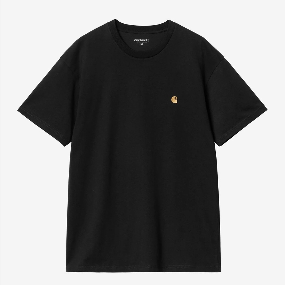 Carhartt WIP Black Chase Tee with Gold Emblem